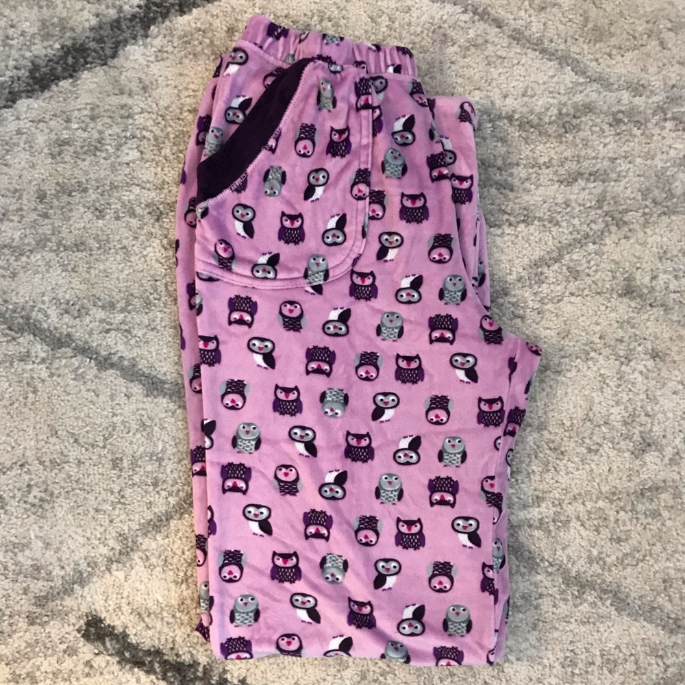 Cuddl Duds purple owl PJ pants
